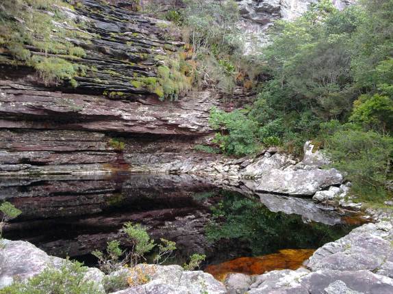 O poço e a cachoeira seca do 21, em Lençóis, na Chapada Diamantina - BA